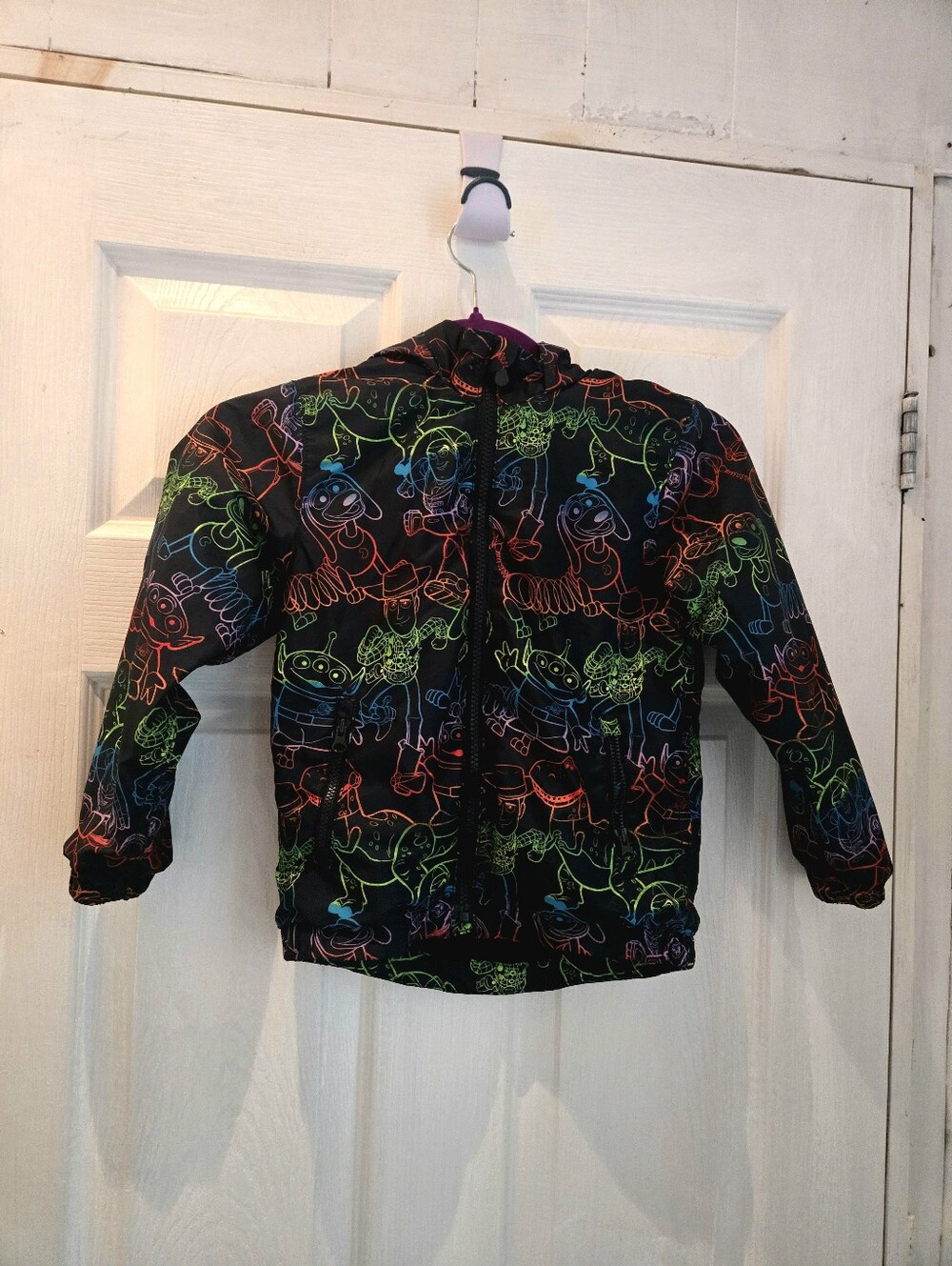 Baby GAP x Disney Neon Toy Story Black Hooded Windbreaker Jacket Size 5T